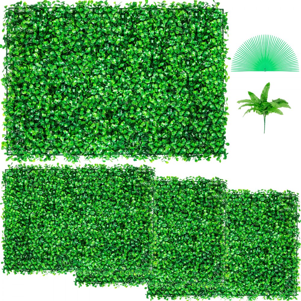 VEVOR Artificial Boxwood Panel UV 4pcs Boxwood Hedge Wall Panels Artificial Grass Backdrop Wall 24X16" 4 cm Green Grass Wall Fake Hedge for Decor Privacy Fence Indoor Outdoor Garden Backyard - MLCZWQ4PC24X16001V0