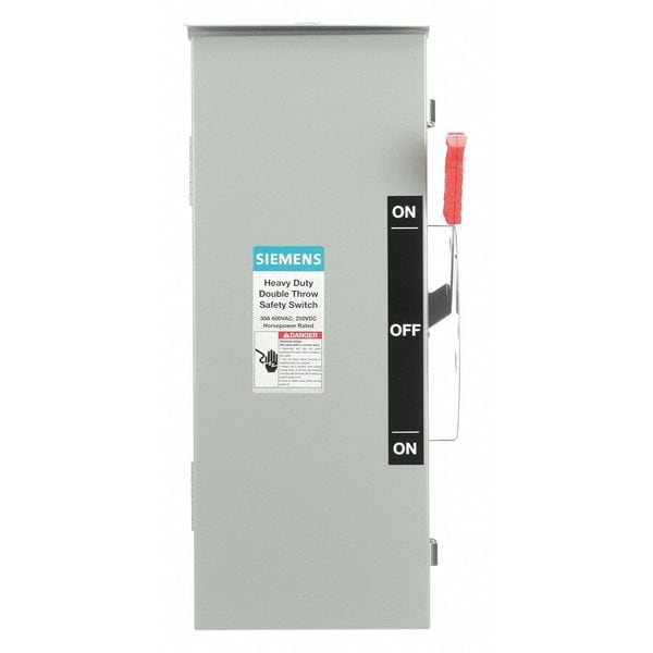 Interruptor de seguridad no fusible Siemens, Deber Pesado, 600V CA, 3PST, 30 A, NEMA 3R - DTNF361R