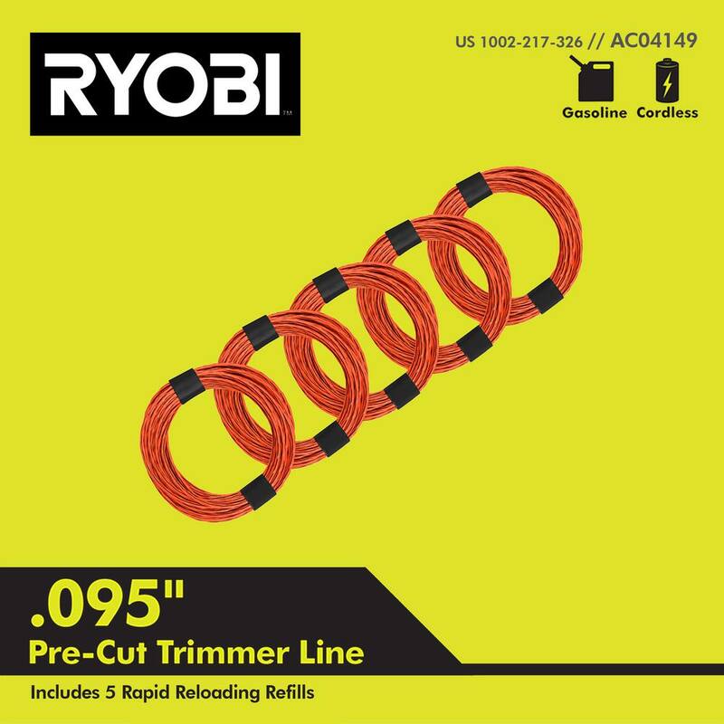 RYOBI 0.095 in. x 16 ft. Pre-Cut Spiral Line (5-Pack) - AC04149