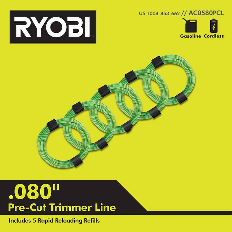 RYOBI 0.080 in. x 16 ft. Pre-Cut Spiral Line (5-Pack) - AC0580PCL