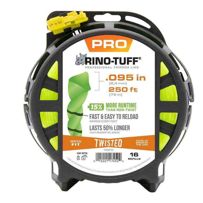 Rino-Tuff Universal Fit .095 in. x 250 ft. Pro Twisted Line for Gas and Select Cordless String Grass Trimmer/Lawn Edger - 17452