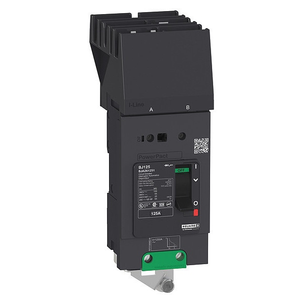 Square D Molded Case Circuit Breaker, BDA Series, 80A, 2 Pole, 347/600V AC, 25kA at 240V AC, B Curve - BDA260801