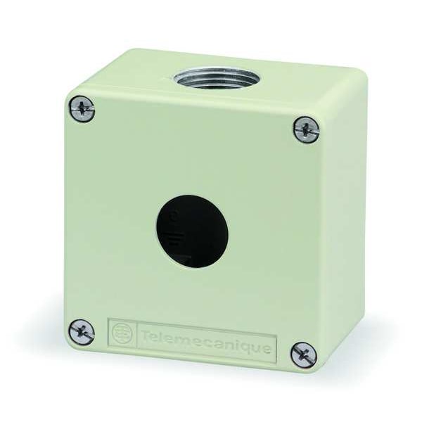 Caja de botón pulsador Schneider Electric, 22mm, 1 orificio, de metal - XAPG19201