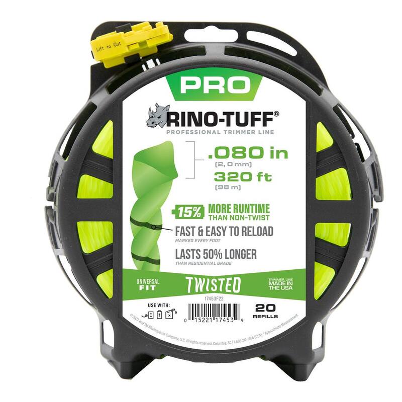 Rino-Tuff Universal Fit .080 in. x 320 ft. Pro Twisted Line for Gas, Corded and Cordless String Grass Trimmer Part/Lawn Edger - 17453