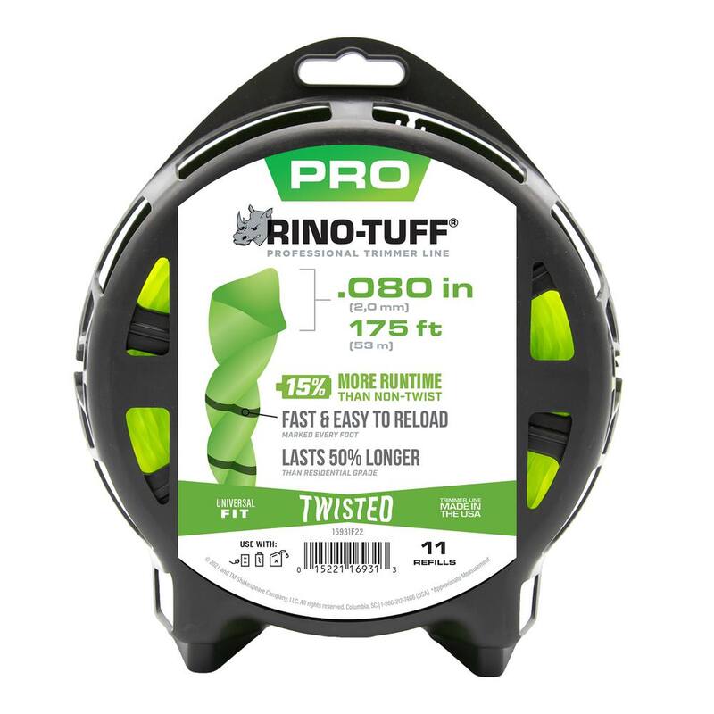 Rino-Tuff Universal Fit .080 in. x 175 ft. Pro Twisted Line for Gas, Corded and Cordless String Grass Trimmer/Lawn Edger - 16931