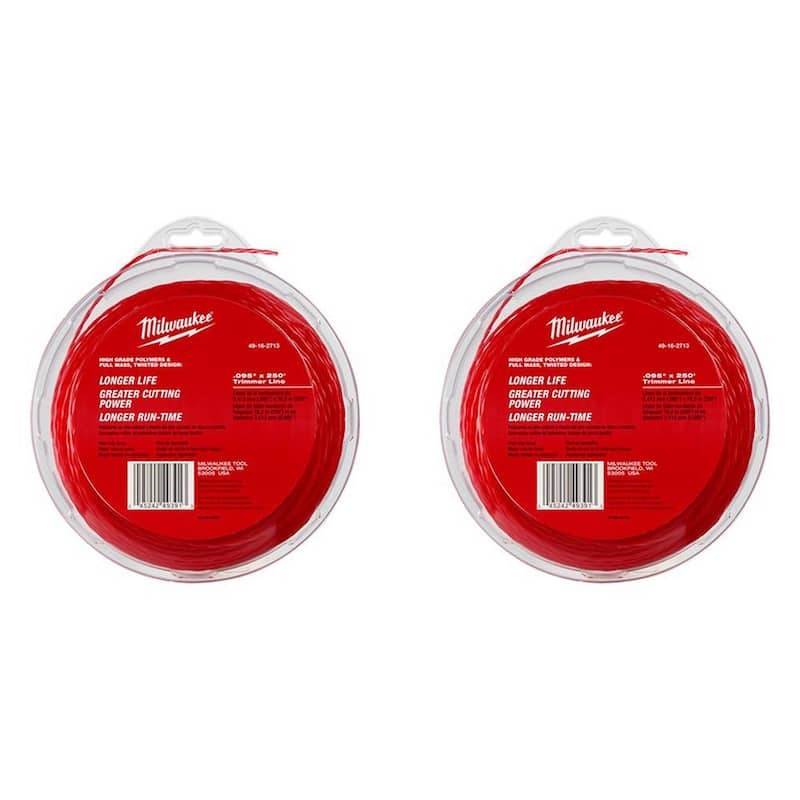 Milwaukee 0.095 in. x 250 ft. Trimmer Line (2-Pack) - 49-16-2713-49-16-2713