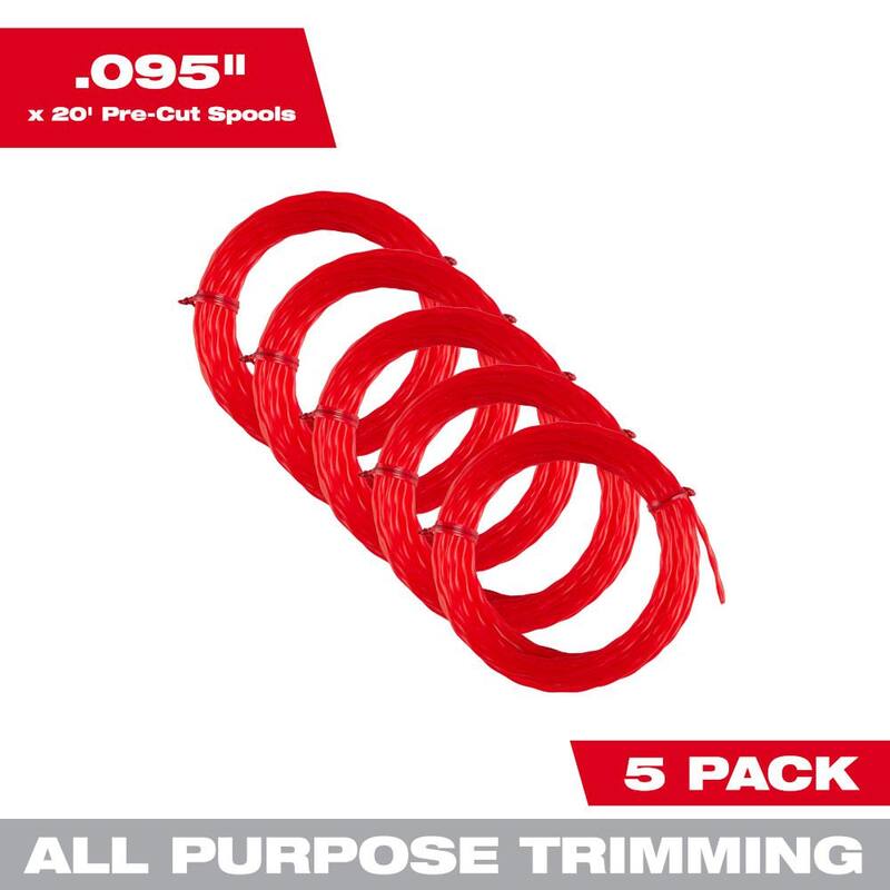 Milwaukee 0.095 in. x 20 ft. Pre-Cut Trimmer Line (5-Pack) - 49-16-2782