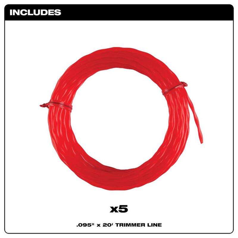 Milwaukee 0.095 in. x 20 ft. Pre-Cut Trimmer Line (5-Pack) - 49-16-2782
