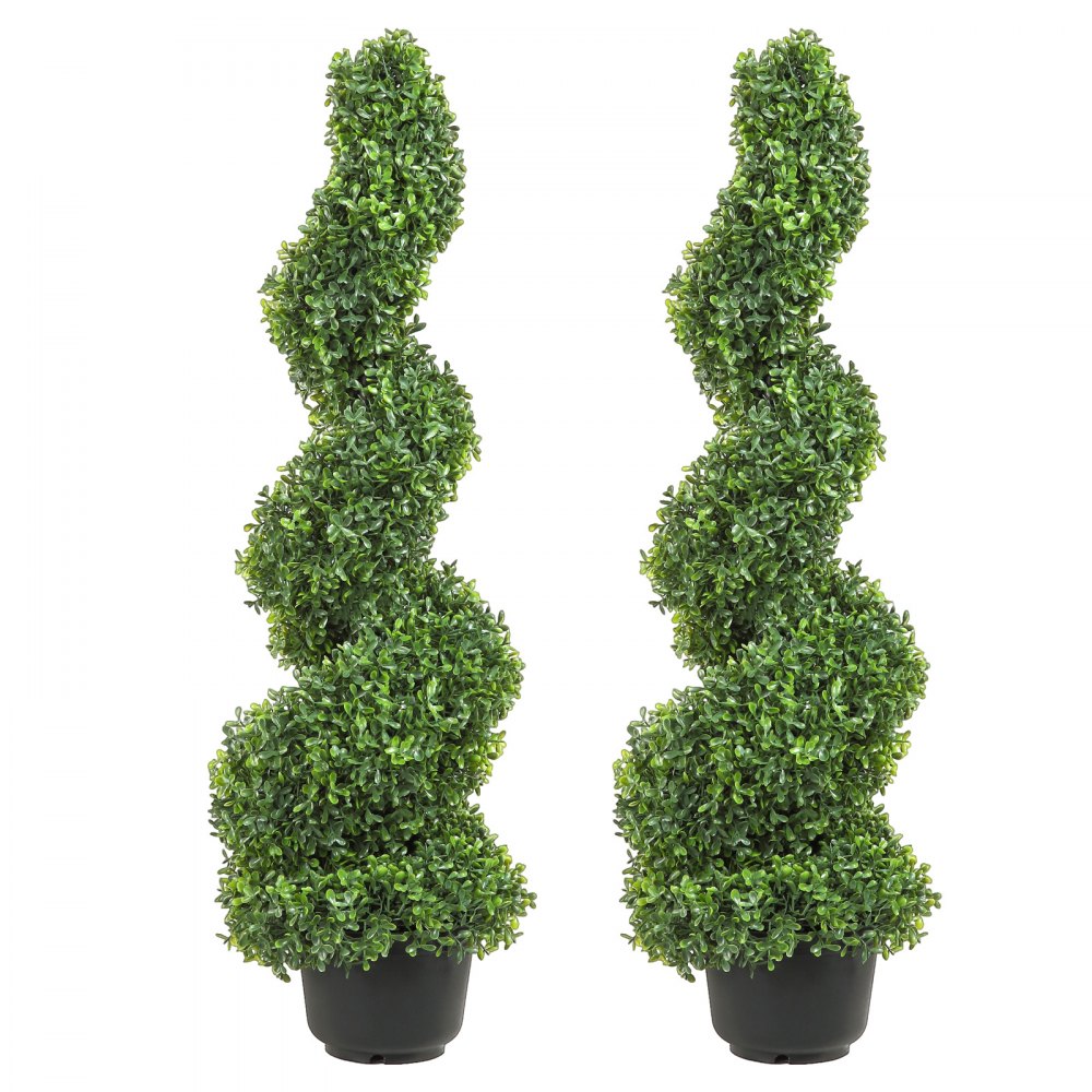 VEVOR 2 pcs. Artificial Boxwood Tower Topiary Spiral Artificial Plant 91cm high Decorative Plant Green Plastic PE Iron Topiary Plants incl. 10 pcs. Replacement Leaves - HYMRGXJS36YCLY992V0