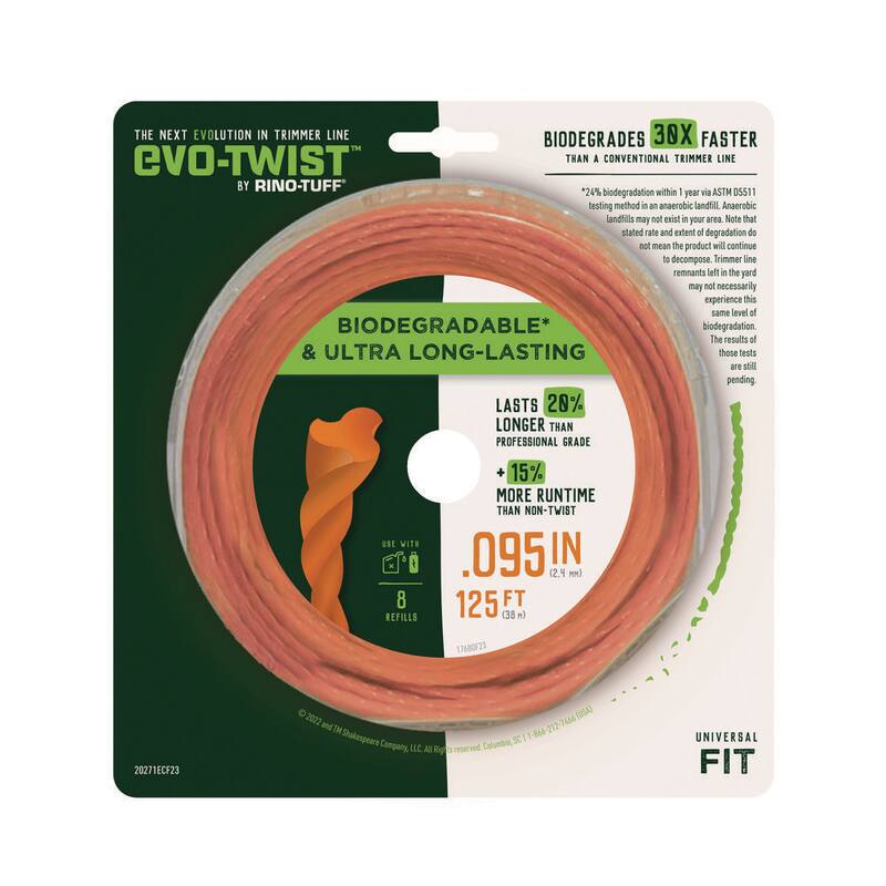 Rino-Tuff Universal Fit 0.095 in. x 125 ft. Evo-Twist Trimmer Line for Gas and Select Cordless String Grass Trimmer/Lawn Edger - 17680
