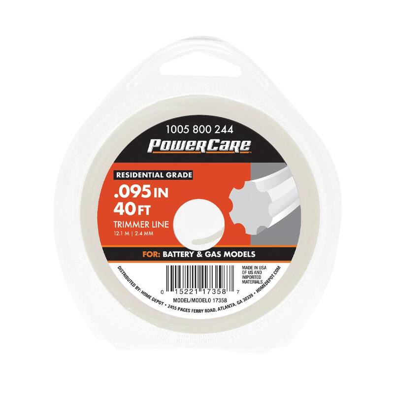 Powercare Universal Fit 0.095 in. x 40 ft. Gear Replacement Line for Gas and Select Cordless String Grass Trimmer/Lawn Edger - 17358