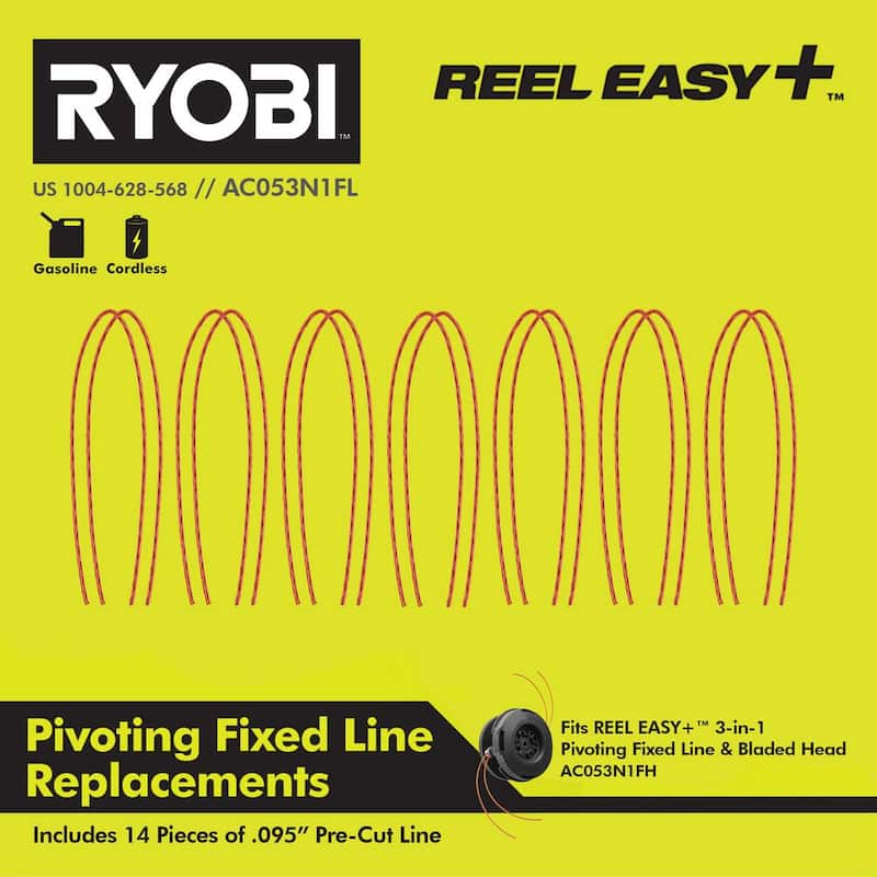 RYOBI REEL EASY+ .095 Pivoting Fixed Line Replacements (14-Pieces) - AC053N1FL