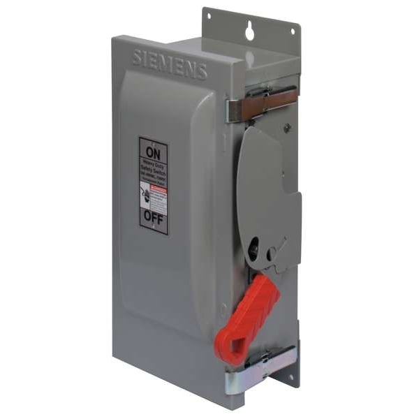 Interruptor de seguridad de fusible Siemens, servicio pesado, 600V AC, 3PST, 100 A, NEMA 1 - HF363N