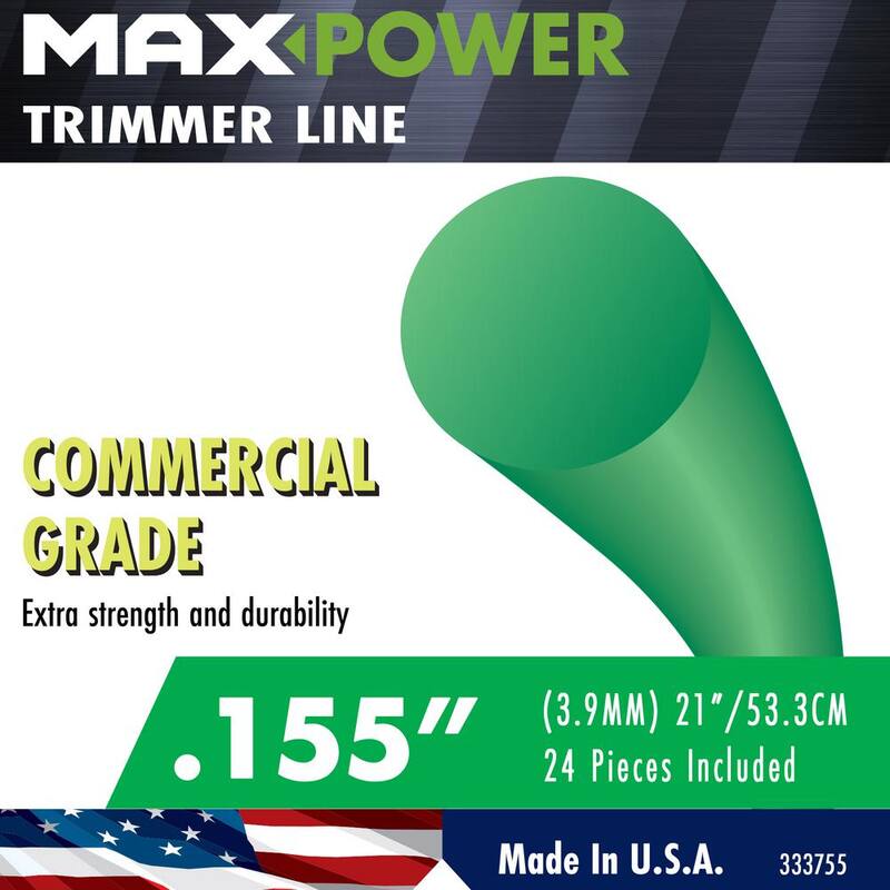 MaxPower Pre-Cut Round Trimmer Line Strips, 21 in. Long x 0.155 in. Diameter, 24 Count - 333755