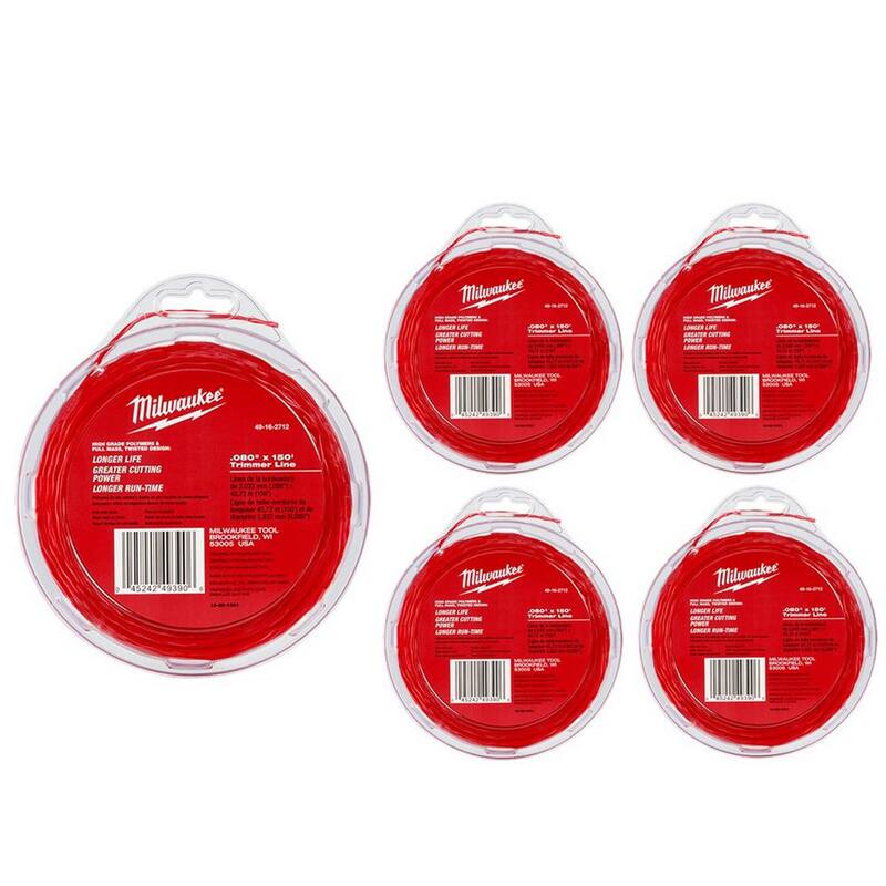 Milwaukee 0.080 in. x 150 ft. Trimmer Line (5-Pack) - 49-16-2712-X5