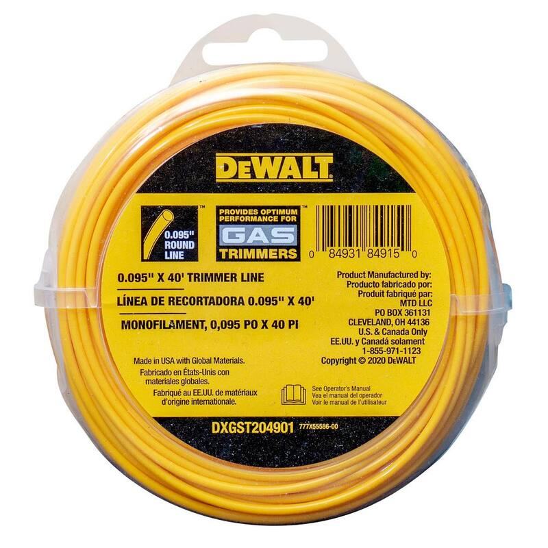DEWALT 0.095 in. x 40 ft. Replacement Line for Gas Powered Bump Feed String Trimmers - DXGST204901