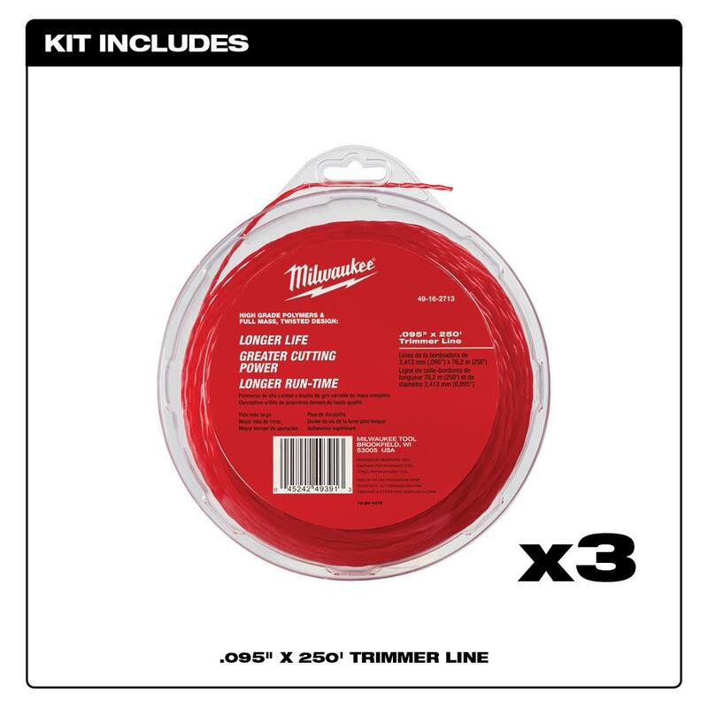 Milwaukee 0.095 in. x 250 ft. Trimmer Line (3-Pack) - 49-16-2713-49-16-2713-49-16-2713