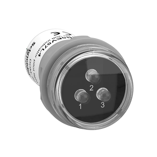 Indicador piloto monolítico de Schneider Electric, Harmony XB5, voltaje de 3 fases, indicador con 3 LED, color blanco, 400V AC - XB5EV57L4.