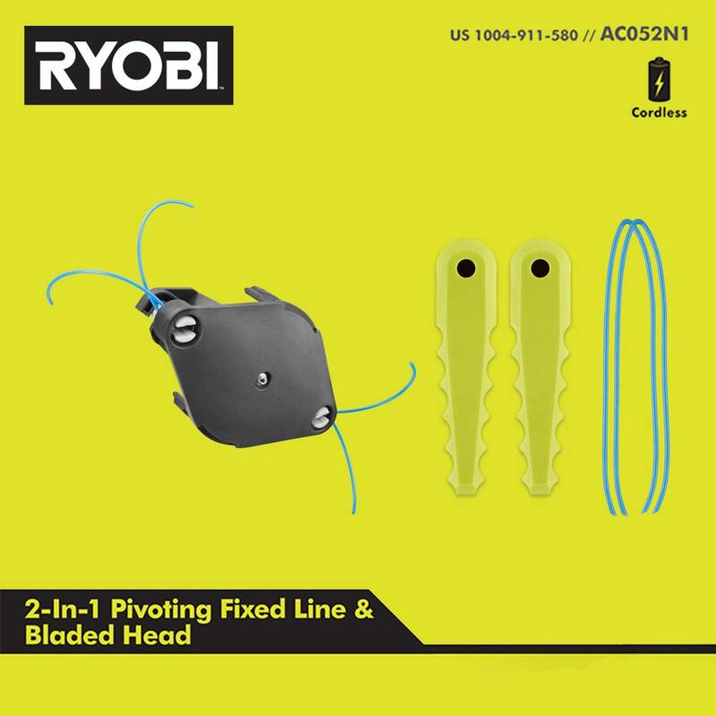 RYOBI 2-in-1 Pivoting Fixed Line and Bladed Head - AC052N1