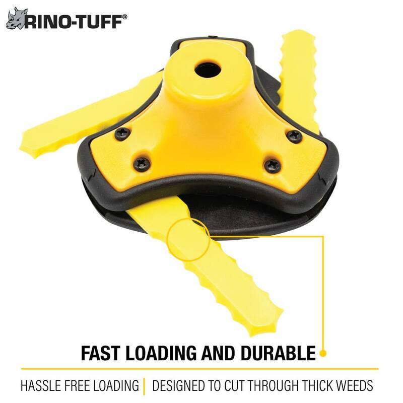 Rino-Tuff Universal Fit Push-N-Load 3-Blade Replacement Head for Gas and Select Cordless String Grass Trimmer/Lawn Edger - 16234