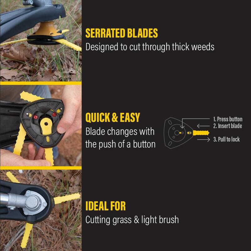 Rino-Tuff Universal Fit Push-N-Load 3-Blade Replacement Head for Gas and Select Cordless String Grass Trimmer/Lawn Edger - 16234