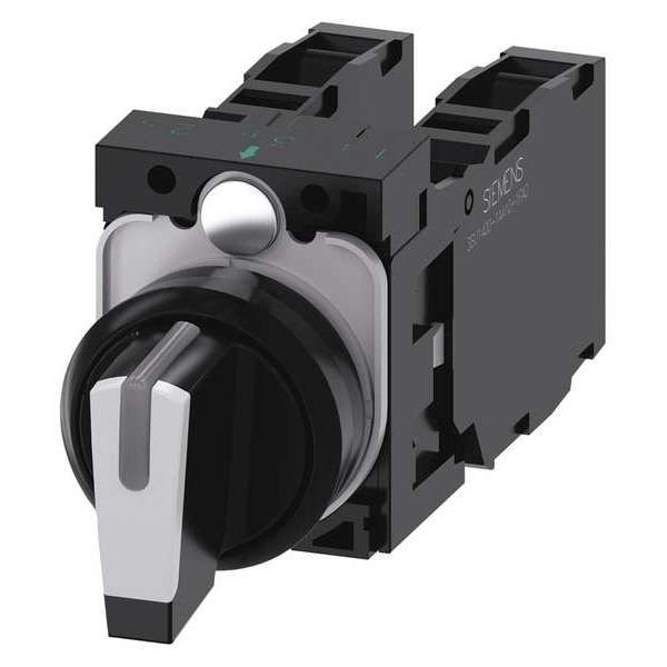 Interruptor selector no iluminado de Siemens, 2 posiciones abiertas (NO)/ 2 posiciones cerradas (NC), blanco - 3SU1100-2BM60-1LA0