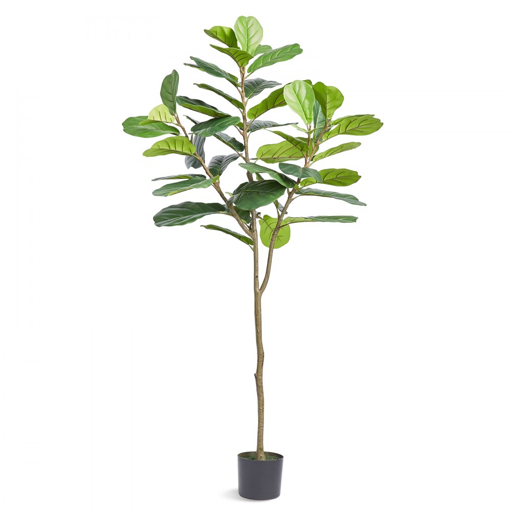 VEVOR Artificial Fiddle Leaf Fig Tree, 6 FT, Secure PE Material & Anti-Tip Tilt Protection Low-Maintenance Faux Plant, Lifelike Green Fake Potted Tree for Home Office Warehouse Decor Indoor Outdoor - RZS6FTQS0000RBZY5V0