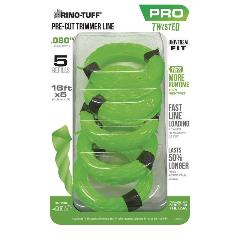 Rino-Tuff Universal Fit .080 in. x 16 ft. Precut Pro Twisted Line for Gas and Select Cordless String Grass Trimmer/Lawn Edg - 17665