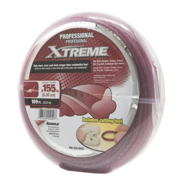 Arnold Professional Xtreme 109 ft. 0.155 in. Universal Twisted Trimmer Line with Cutting Tool for Walk-Behind Trimmer Mowers - 490-030-0034