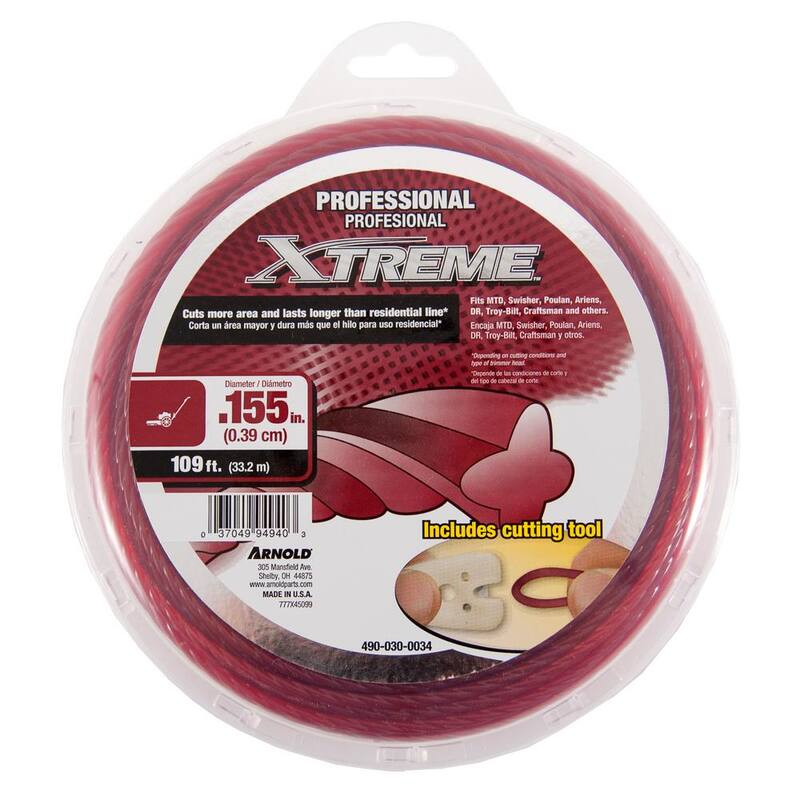 Arnold Professional Xtreme 109 ft. 0.155 in. Universal Twisted Trimmer Line with Cutting Tool for Walk-Behind Trimmer Mowers - 490-030-0034