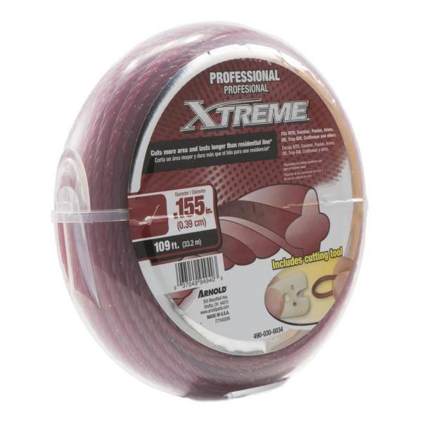 Arnold Professional Xtreme 109 ft. 0.155 in. Universal Twisted Trimmer Line with Cutting Tool for Walk-Behind Trimmer Mowers - 490-030-0034