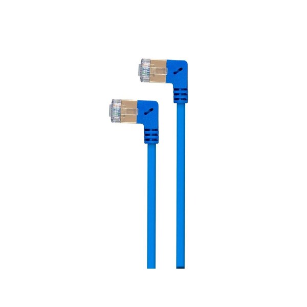 Monoprice SlimRun Cat6A 90 Degree 36AWG S/STP Ethernet Network Cable_ 3ft Blue - 31018