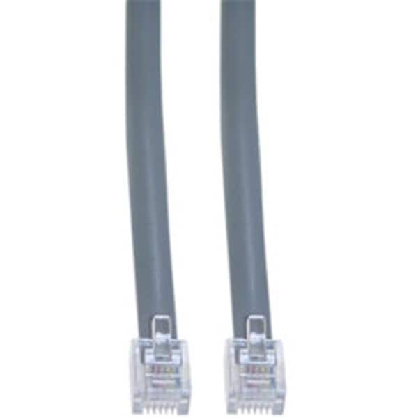Cable Wholesale CableWholesale 8102-66125 Telephone Cord (Data)  RJ12  6P  6C  Silver Satin  Straight  25 foot - 8102-66125