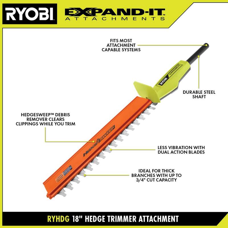 RYOBI Expand-It 18 in. Universal Hedge Trimmer Attachment - RYHDG