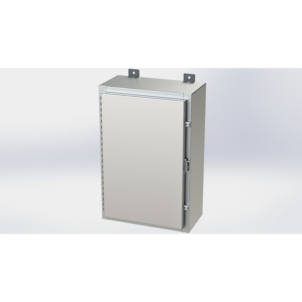 Saginaw Control & Engineering 304 Stainless Steel Electrical Enclosures, 24 in H, 8 in D, 16 in W, NEMA 4X, Hinged - SCE-24H1608SSLP