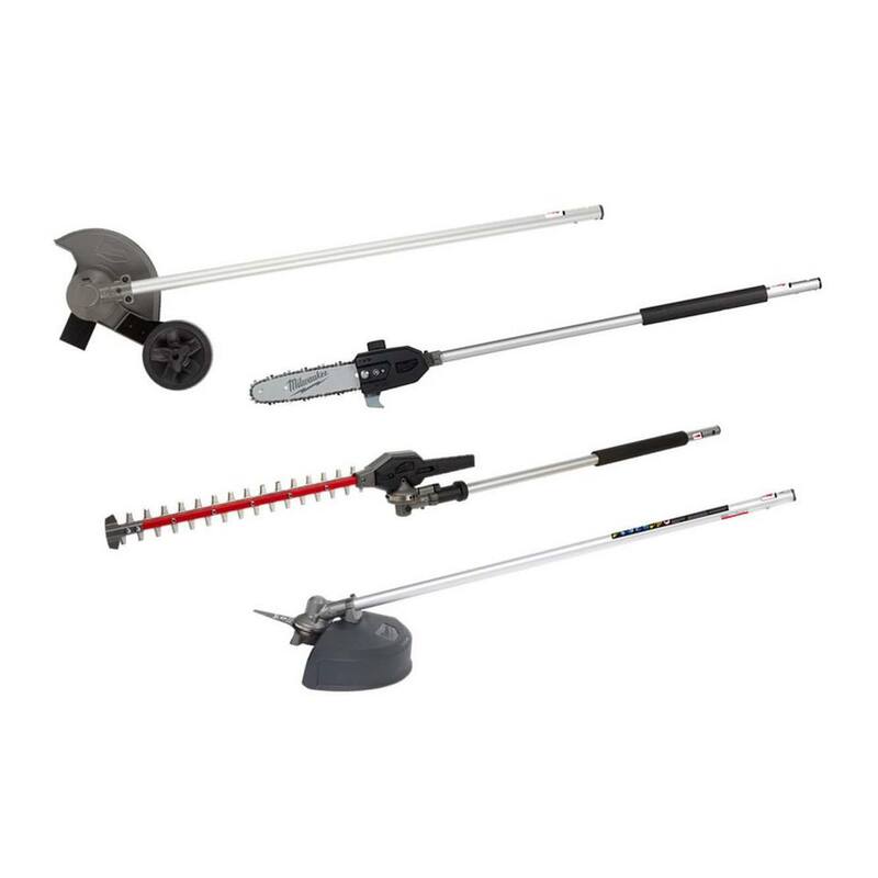 Milwaukee M18 FUEL QUIK-LOK Hedge Trimmer Attachment w/M18 FUEL 10 in. Pole Saw, Edger, Brush Cutter Attachments (4-Tool) - 49-16-2719-49-16-2720-49-16-2738-49-16-2
