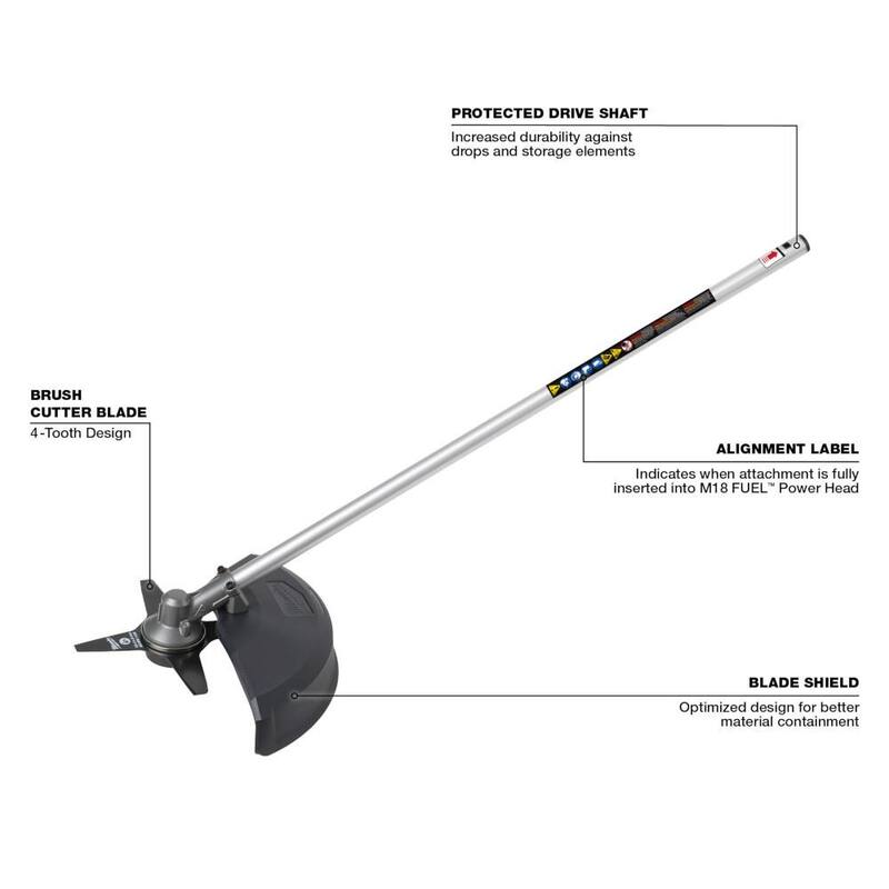 Milwaukee M18 FUEL QUIK-LOK Brush Cutter Attachment with Extra Brush Cutter Blade - 49-16-2738-49-16-2757