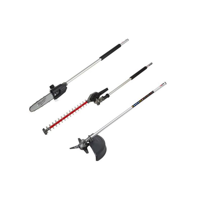 Milwaukee M18 FUEL QUIK-LOK 10 in. Pole Saw, Articulating Hedge Trimmer and Brush Cutter Attachment (3-Tool) - 49-16-2720-49-16-2719-49-16-2738