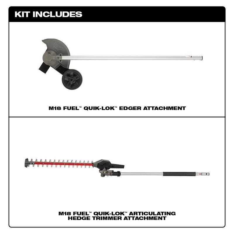 Milwaukee M18 FUEL QUIK-LOK 8 in. Edger Attachment and M18 FUEL QUIK-LOK Hedge Trimmer Attachment (2-Tool) - 49-16-2718-49-16-2719
