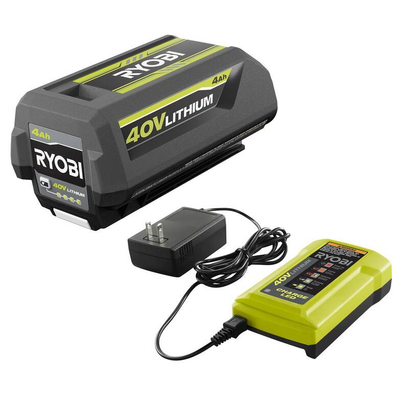 RYOBI 40V Expand-It Cordless Battery Attachment Capable Trimmer Power Head with 4.0 Ah Battery and Charger - RY40226