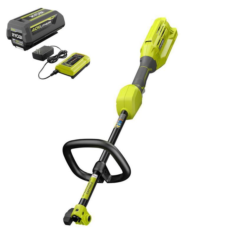 RYOBI 40V Expand-It Cordless Battery Attachment Capable Trimmer Power Head with 4.0 Ah Battery and Charger - RY40226