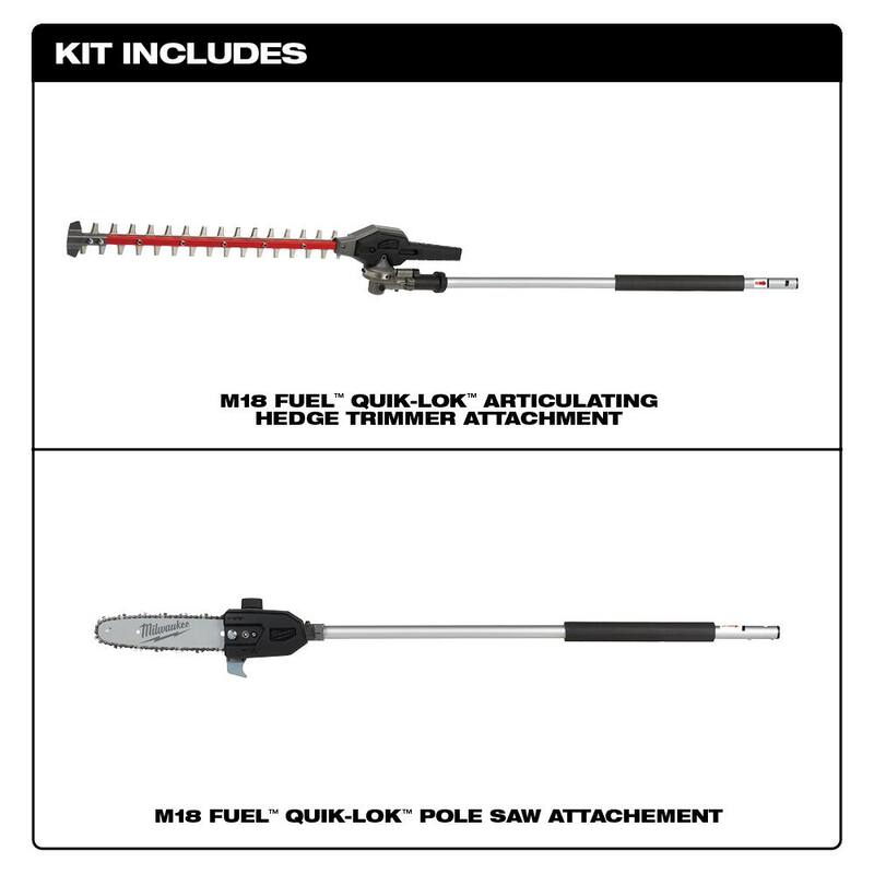Milwaukee M18 FUEL QUIK-LOK 10 in. Pole Saw Attachment and M18 FUEL QUIK-LOK Hedge Trimmer Attachment (2-Tool) - 49-16-2720-49-16-2719
