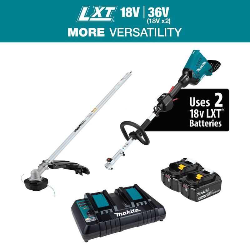 Makita LXT 18V X2 (36V) Lithium-Ion Brushless Couple Shaft Power Head Kit with Trimmer Attachment (5.0Ah) - XUX01M5PT