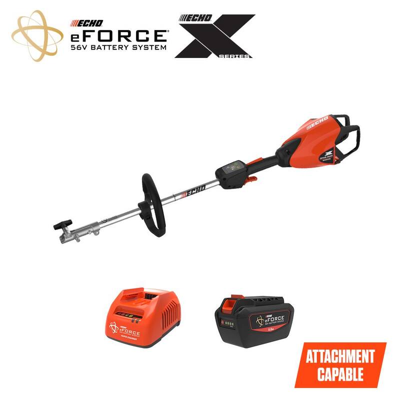ECHO eFORCE 56-Volt X Series Brushless Cordless Battery Attachment Capable PAS Power Head w/ 5.0Ah Battery and Rapid Charger - DPAS-2600R2