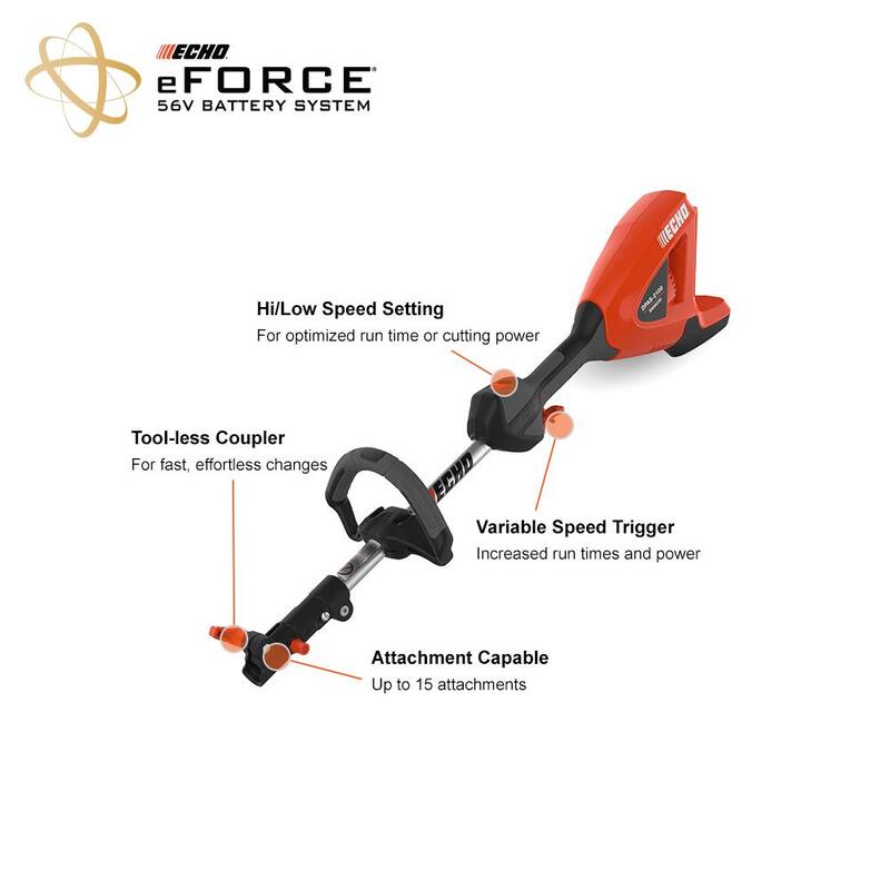 ECHO eFORCE 56V Brushless Cordless Battery Attachment Capable PAS Power Head with 2.5Ah Battery and Charger - DPAS-2100C1