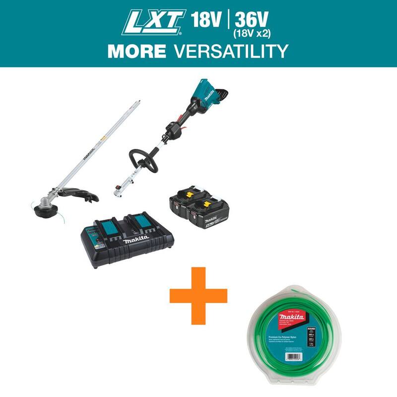 Makita LXT 18V X2 (36V) Brushless Couple Shaft Power Head Kit with Trimmer Attachment with Round Trimmer Line - XUX01M5PTT03361
