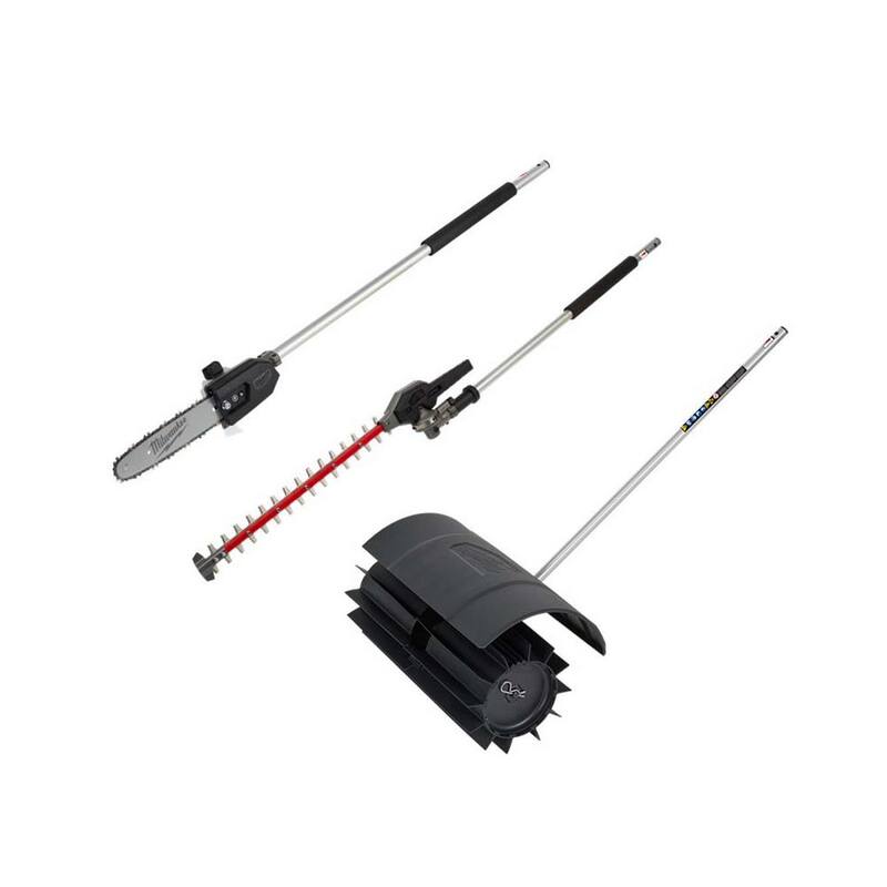 Milwaukee M18 FUEL QUIK-LOK 10 in. Pole Saw, Articulating Hedge Trimmer and Rubber Broom Attachment (3-Tool) - 49-16-2720-49-16-2719-49-16-2740