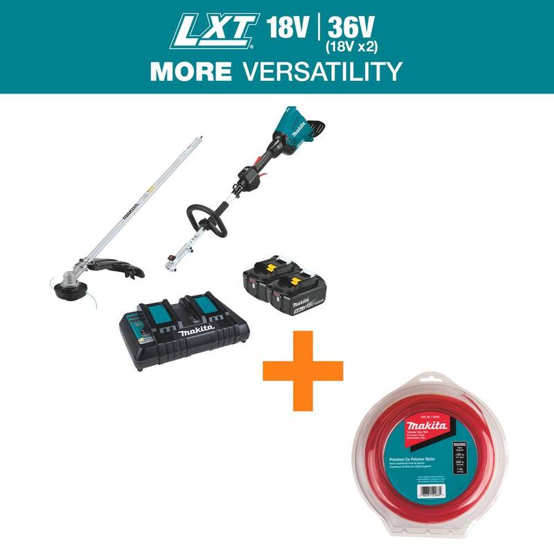 Makita LXT 18V X2 (36V) Brushless Couple Shaft Power Head Kit with Trimmer Attachment with Round Trimmer Line - XUX01M5PTT03442