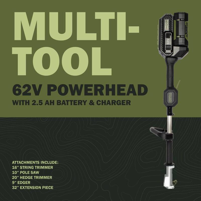 Green Machine 62-Volt Cordless Multitool Power Head with 2.5Ah Battery and Charger - GMMT6200-PH
