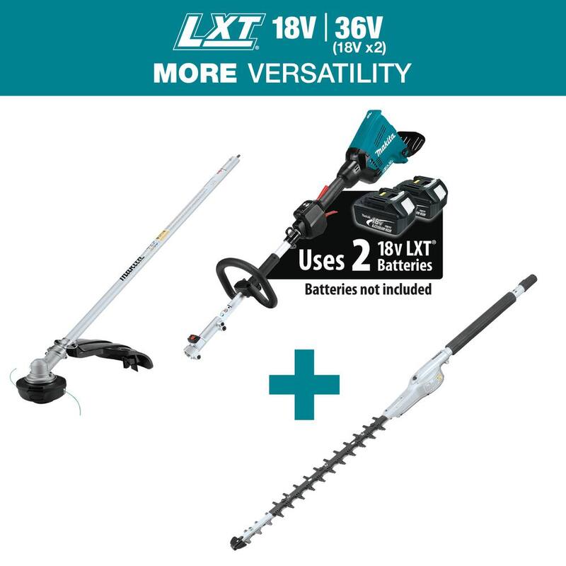 Makita LXT 18V X2 (36V) Couple Shaft Power Head (Tool Only) with String Trimmer and Double-Sided Hedge Trimmer Attachment - XUX01ZM5EN410MP